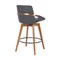 Armen Living Baylor 26" Gray Faux Leather and Walnut Wood Swivel Bar Stool LCBABAWAGR26 - alternate 4